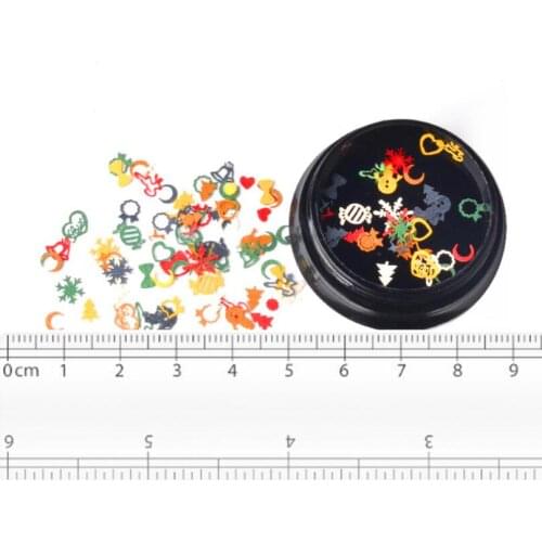 1 Box Nail Art Christmas Ornaments Snowflake Glitter Slice Sequins Mixed Decals DIY 3D Manicure Nail Art Slice Stickers T1674