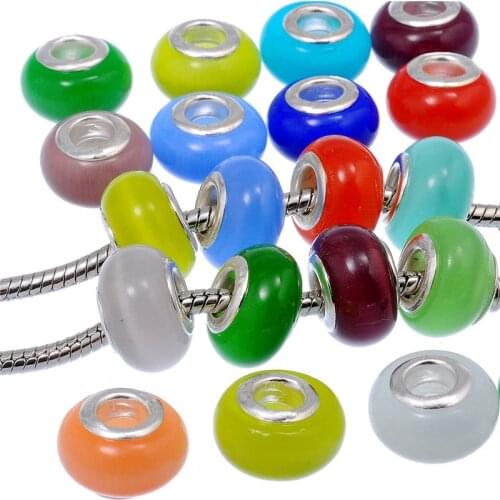 10Pcs Cheap Cats Eye Opal Stone Plastic Resin Spacer Beads Fit Pandora Charm Bracelet For Women DIY Jewelry Making Wholesale