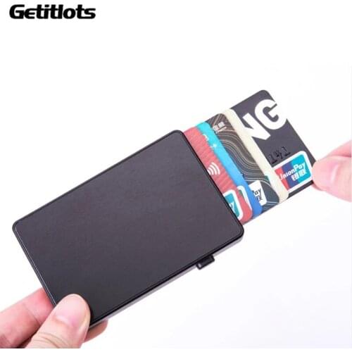 2020 Creativity Auto Pop-up RFID Card Holder Anti-theft Single Box Smart Wallet Metal Aluminum Ultra-thin Card Box ID Holders