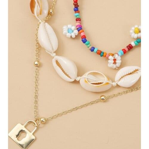 2021 Emo Aros Bohemia Bead Fashion Multilayer Hip Hop Long Chain Necklace For Women Jewelry Shells Pendant Necklaces Accessories