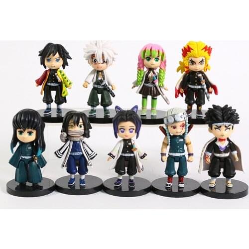 Demon Slayer Tomioka Kochou Rengoku Uzui Tokitou Kanroji Iguro Shinazugawa Himejima PVC Figures Toys 9pcs/set