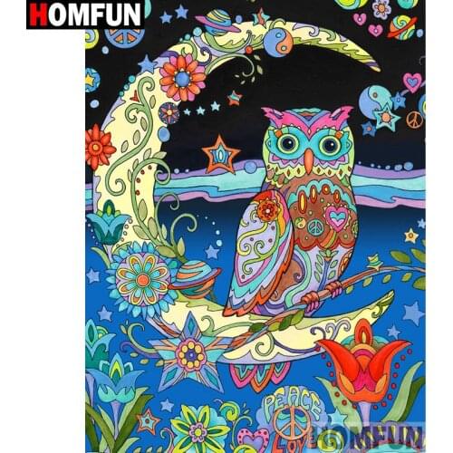HOMFUN Full Square/Round Drill 5D DIY Diamond Painting "Cartoon owl" Cross Stitch 5D Home Decor A09106