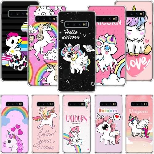 Unicorn Pink Myth Cartoon Phone Case For Samsung Galaxy S10 S20 S21 S9 S8 S7 Note 10 20 9 8 FE J4 J6 Ultra Plus Lite Pro + Edge