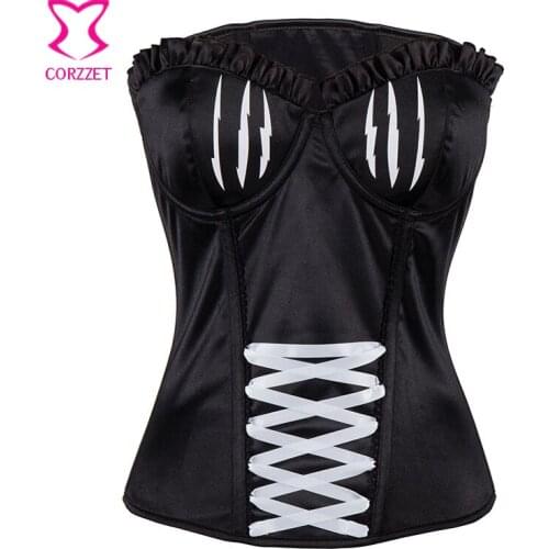 Black/White Push Up Cups Espartilhos Corset Corselet Sexy Women Corsets And Bustiers Steampunk Gothic Korsett Burlesque Clothing