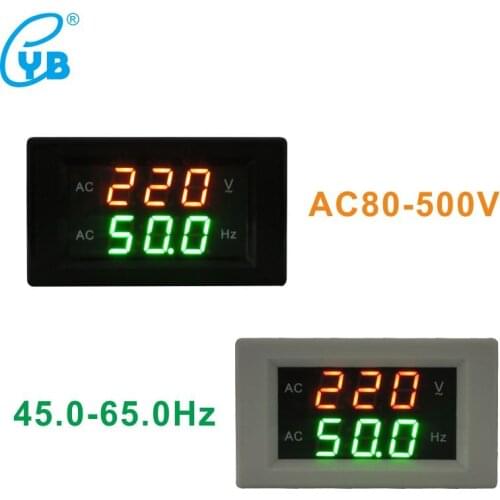 YB4835VF Voltmeter Hertz/HZ Meter AC 80-500V Voltage Monitor LED Dual Display Voltage Frequency Meter Digital 45-65HZ Frequency