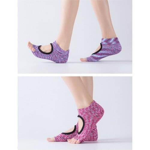 DHL 100pair Women Yoga Backless Five Toe Anti-Slip Ankle Grip Socks Dots Pilates Fitness Gym Socks Ladies Sports Socks