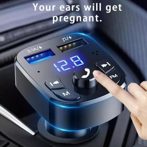 FM transmitter bluetooth 5.0 transmitter mp3 player with dual USB charger bluetooth transmitter support 5V 3.1A/1.0A TF U disk