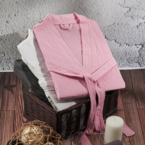 Couple Waffle Robe Kimono Bathrobe Gown Spring Autumn New Sleepwear Loose Casual Women Nightwear Solid Lingerie Home Clothes