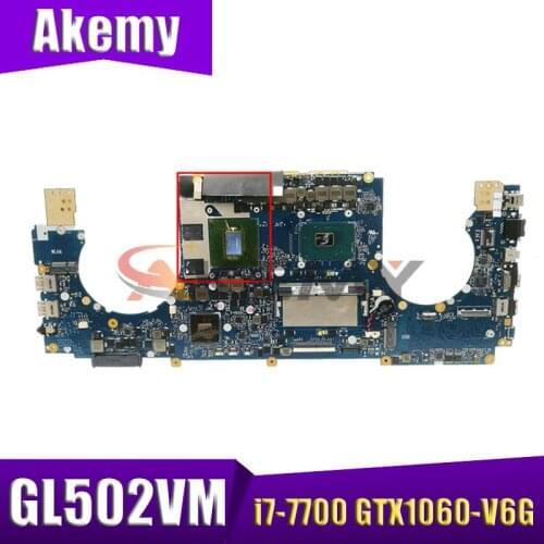 100% working for asus GL502VMZ laptop motherboard GL502VM notebook mainboard with CPU i7-7700 GTX1060-V6G GPU rev.2.1 tested ok