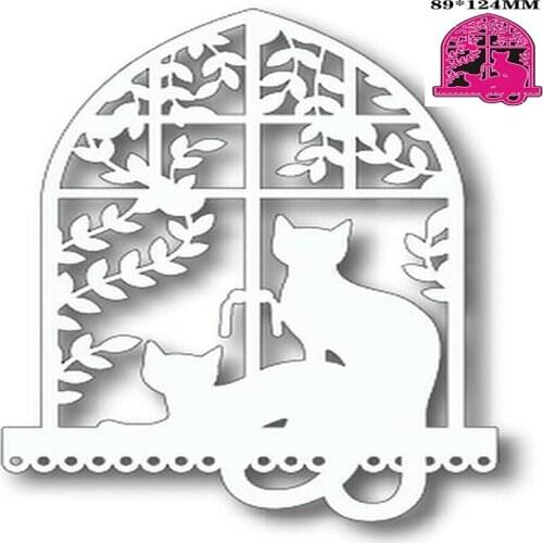 Kitty Window Metal Cutting Dies Decoration Scrapbook Paper Craft Knife Mould Blade Punch Stencils