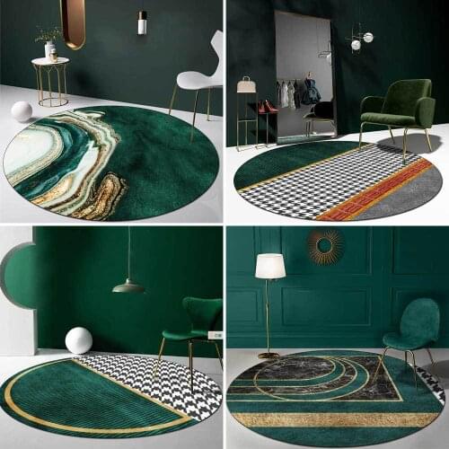 Fashion Modern Nordic Minimalist Abstract Green and Gold Houndstooth Living Room Bedroom Non-slip Mat Carpet Customization