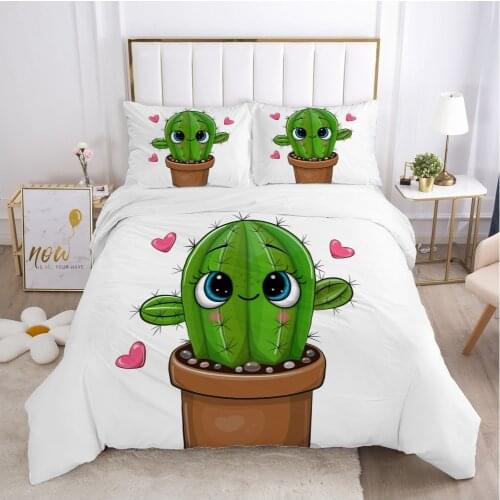 Cartoon Childrens Bedding set for kids baby boy girls Duvet cover set pillow case Bed linens Quilt cover 140x200 Car cactus