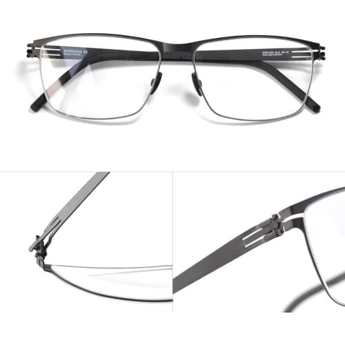 Screwless Eyeglasses Frame for Men Germany Berlin Design Ultra Light Thin Metal Eyeglasses Mens Business Square Full Rim Glasses