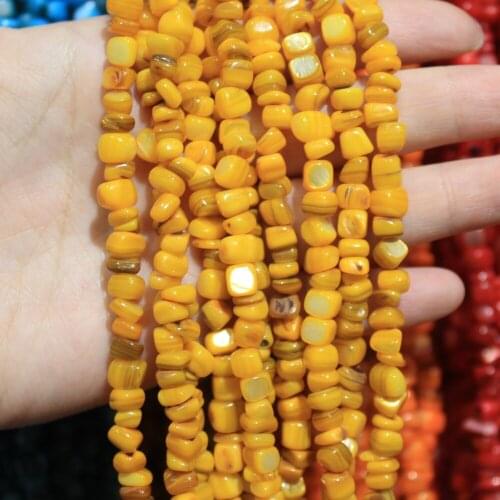 Wholesale Natural Gravel Irregular Square Dye Yellow Shell 5-7mm Beads Stone For Jewelry Making DIY Bracelet Necklace 34