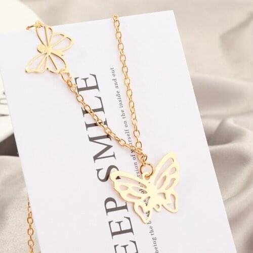 Cute Butterfly Choker Necklace For Women Gold Chain Statement Collar Female Chocker Best Shining Jewelry Girl Gift