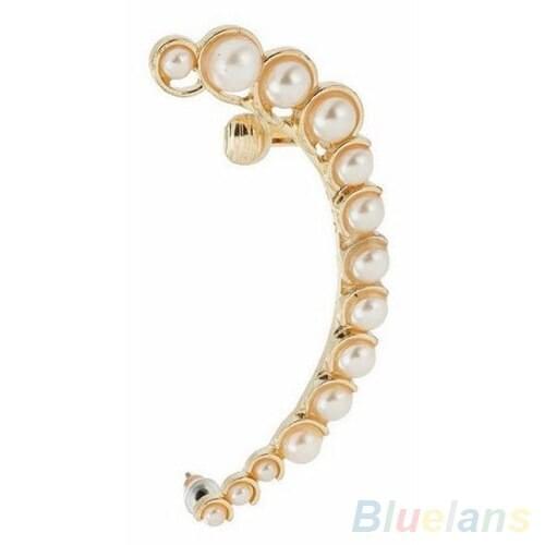 Punk Rock Retro Pearl Earring Ear Cuff Warp Clip Ear Stud - Left Side