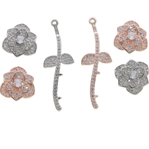 Girlfriend lover gift fashion jewelry micro pave bling cz rose flower fashion women earring