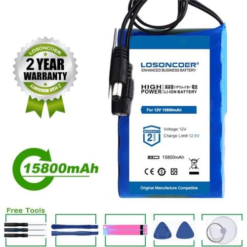 Portable Super 12V 15800mAh Rechargeable Lithium Ion Battery Pack Capacity DC 12.6v 13.8Ah CCTV Cam Monitor
