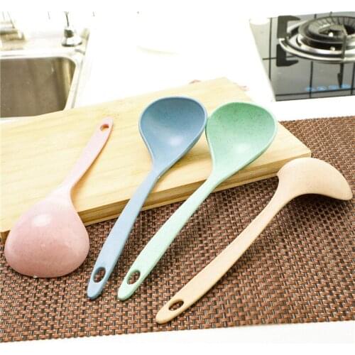 Wheat Straw Soup Spoon Household Long Handle Porridge Spoon Kitchen Plastic Kitchen Utensils Thickened Large Spoon