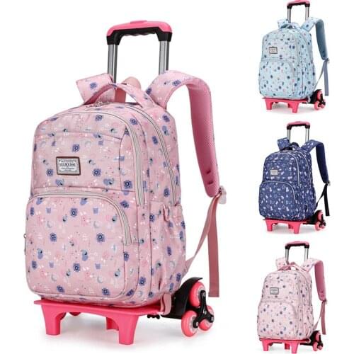 Removable Children School Bags for Girls Boy School Backpack With Wheel Trolley Backpack Kids Luggage Bag Travel Backpack