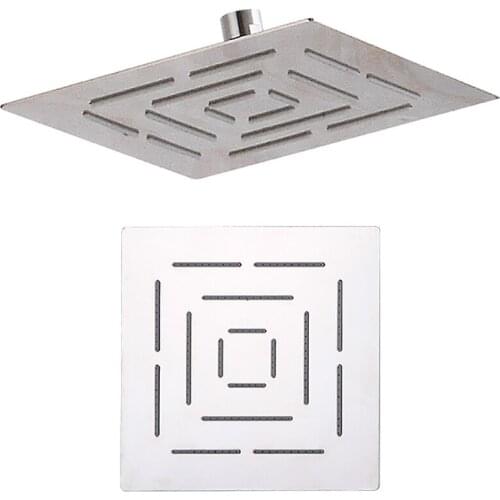 6/8 Inch 201 Stainless Steel Ultra-Thin Suqare Chrome Maze Rotatable Big Rainfall Over-Head Sprayer Bathroom Top Shower Head