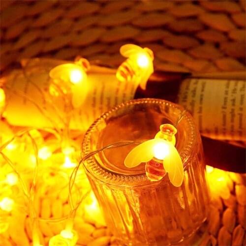 10LED 1.5m Bee Shaped LED String Lights Fairy Light Battery Operated Christmas Garlands Lamp Holiday Party Garden LED Decoration
