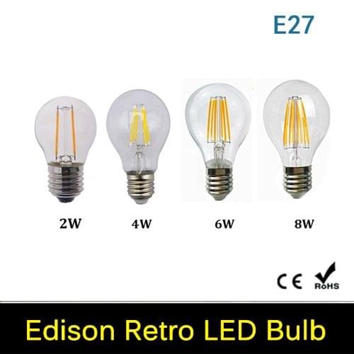 2W 4W 6W 8W A60 E27 Led filament bulb clear grass edison light bulbs indoor led lighting 220V 240V filament lamp 4pcs/lot
