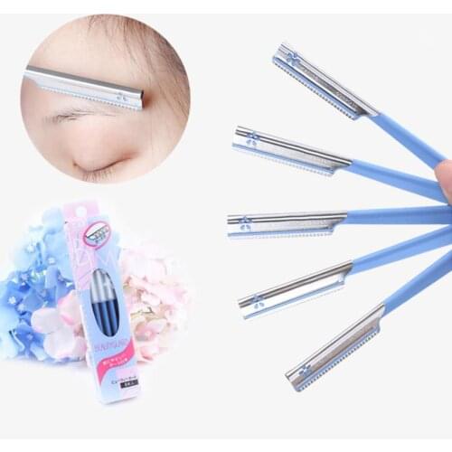 5pc Eyebrow Trimmer Epilator Eyebrows Hair Removal Styling Steel Blade Sharp Facial Remover Razor Folding Beauty Tool T0065