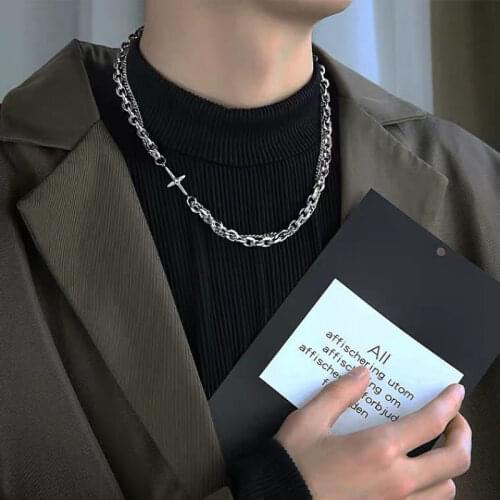 Vintage Gothic Hollow Cross Pendant Necklace For Men Women Gift Wholesale Collar Necklace Jewelry