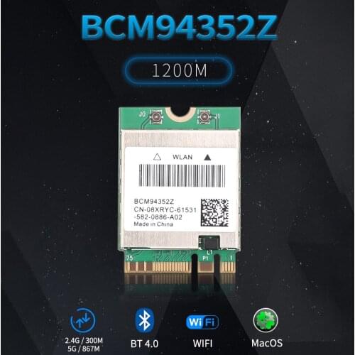 Kebidu WiFi Card BCM94352Z 5G/2.4G Dual Band 1200Mbps 802.11 ac/a/b/g/n Bluetooth 4.0 M.2 NGFF for Windows
