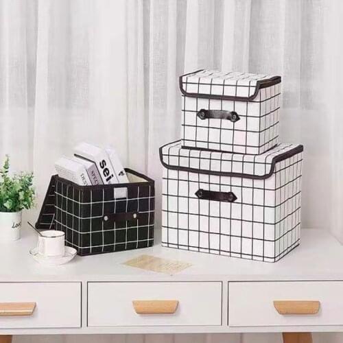 Storage Box Basket Fabrics Washable Collapsible Latticed Toys Into Underwear Received Books Desktop Dormitory Receive Artifact