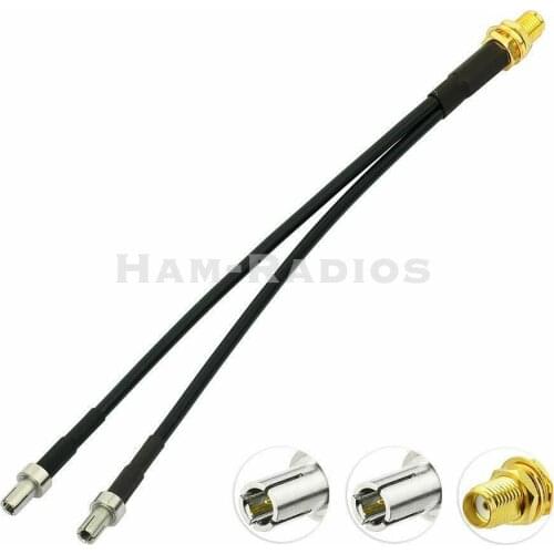 YiNiTone 30cm SMA Female Bulkhead to Dual Two TS9 Male Splitter Adapter RF Coax Jumper Cable