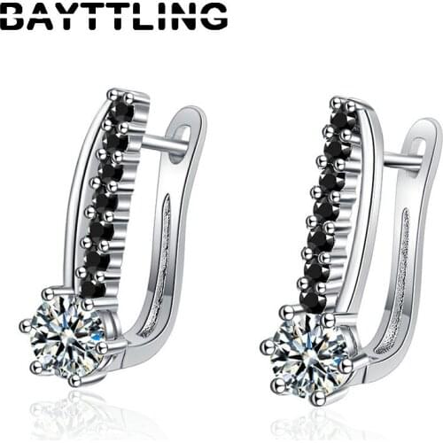 BAYTTLING 925 Sterling Silver Fashion Simple CZ Zircon Pendant Earrings For Woman Luxury Engagement Christmas Gift Jewelry