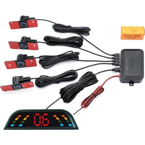 LCD Display 4 Sensors Buzzer 16.5mm Car Parking Sensor Kit Reverse Backup Radar Sound Alert Indicator Probe System