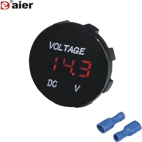 1PCS Red Waterproof Car Motorcycle Voltmeter and Standard Nut 5-48V Input Voltage Digital Display Voltage