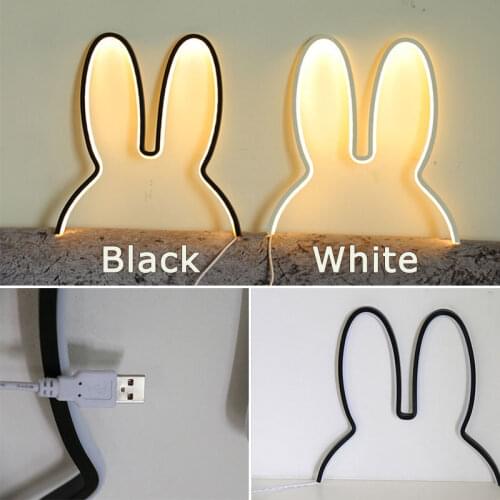 2 Types Baby Night Lamp Rabbit Night Lights for Children Wall Bedroom Home Decorative Lamp USB Power LED Light for Kids Gift