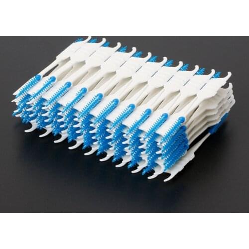 20-200pcs Double Floss Head Hygiene Dental Silicone Interdental Brush Toothpick 50JF