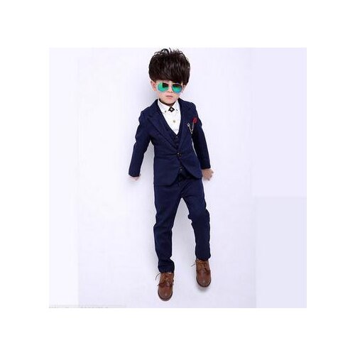 2017 Gentleman Style Boys Formal Suits Spring Children Clothing Sets for Wedding Kids Prom Suits Blazer + Vest + Pants 3Pcs/Set