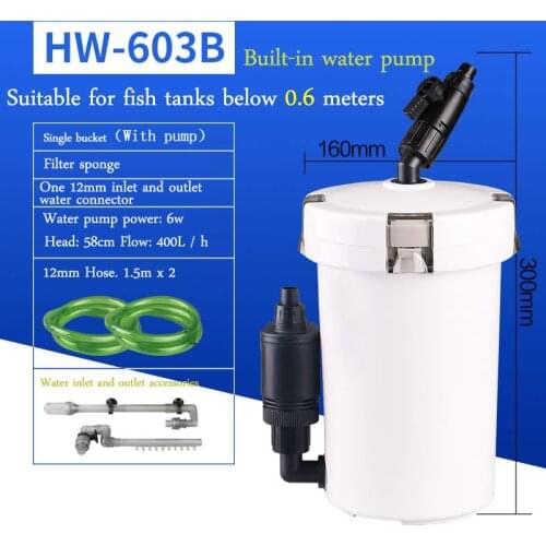 220-240V/50Hz Super Quiet 6W 14w Aquarium Fish Tank External Filter Canister Outer filtration system With Pump Aeration