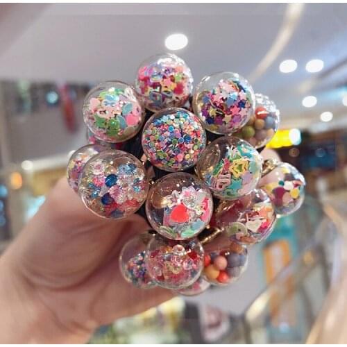 240pcs/lot DIY Simple Multi Glass Ball Crystal Hair Bands Elasticity Baby Rubber Band Hair Styling Tools Accessories HA1087
