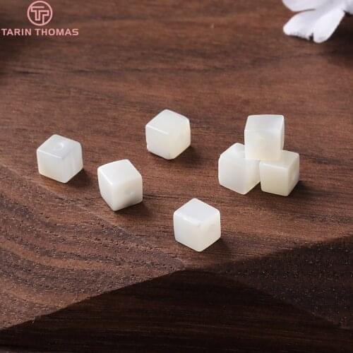 30PCS 4x4MM Hole 1MM Natural Shell Square Spacer Beads Charms Connector High Quality DIY Jewelry Making Findings Accessories