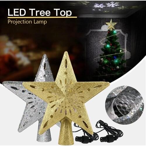 3D LED Christmas Tree TOP Star Decoration Light projection lamp Christmas tree pendant for Wedding Partry Dropshipping