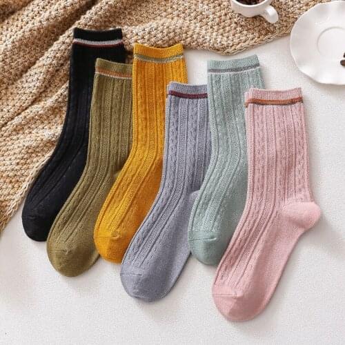 4pairs/lot lady colour cotton Medium stockings Chaussettes colorées Meias coloridas Calcetines de color чулки