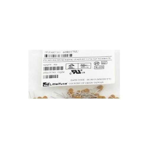 500PCS x 60R017XU 60V 0.17A PTC POLYFUSE RADIAL LEADS PTC Resettable Fuse 60R017
