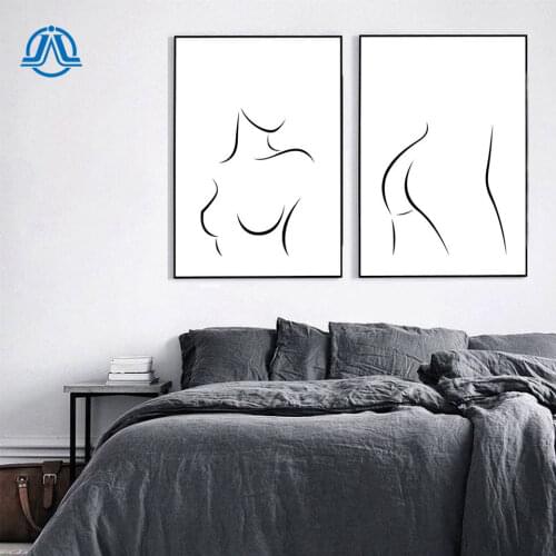 Abstract One Line Feminine Figure Wall Art Canvas Posters Prints Minimalist Woman Fine Naked Painting Pictures Home Room Decor