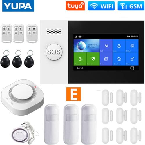 TUYA GSM WiFi Wireless 433MHz Home Alarm Security System with IP Camera Smoke Detector Door Sensor SmartLife App Wired Alarm Kit