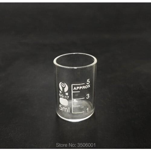 5pcs Beaker in low form without spout,Capacity 5ml,Outer diameter=22mm,Height=24mm,Laboratory beaker