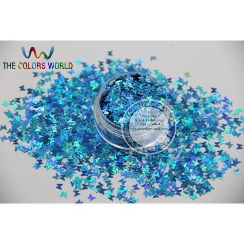 L-7 Size 3 mm laser holographic Blue color Glitter paillette butterfly shape spangle for DIY supplies1pack=50g