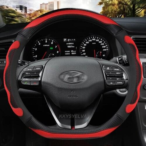 PU Leather For Hyundai ioniq 2016 2017 2018 2019 2020 Car Steering Wheel Cover D Shape Auto Accessories interior Fast Shipping