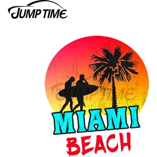 JumpTime 13 x 9cm Miami Beach Florida Surfers Sunset Retro Car Stickers Vinyl Decals Waterproof Bumper RV Creative Car Wrap